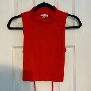 Tie Back Mock Neck Crop Tank